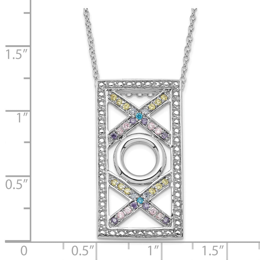 Sentimental Expressions Sterling Silver Polished Multicolor CZ Love and Kisses Necklace