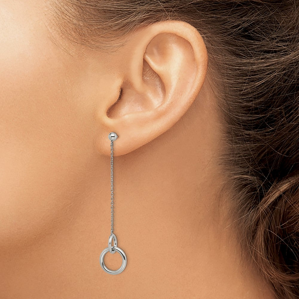 Stainless Steel Polished Circles Post Dangle Earrings