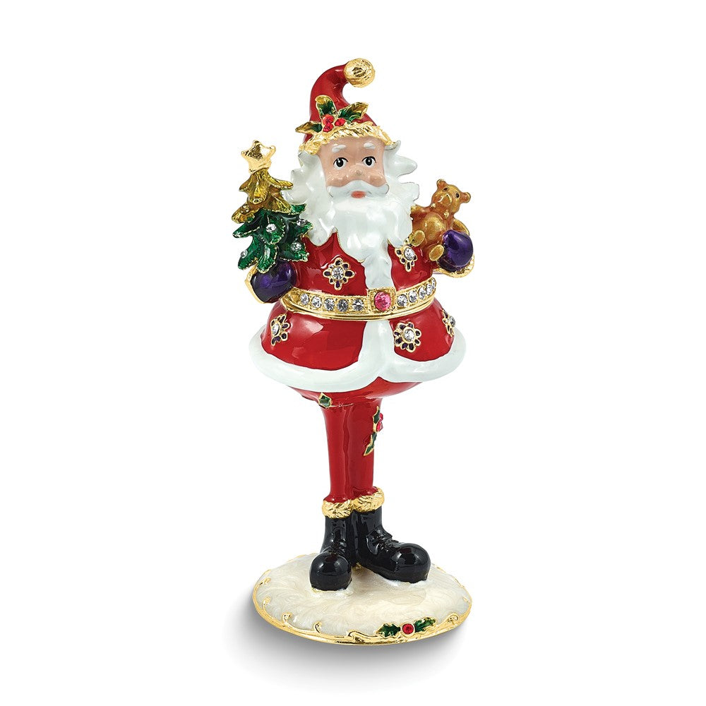 Luxury Giftware by Jere Bejeweled FATHER CHRISTMAS Santa Trinket Box with Matching 18 inch Necklace