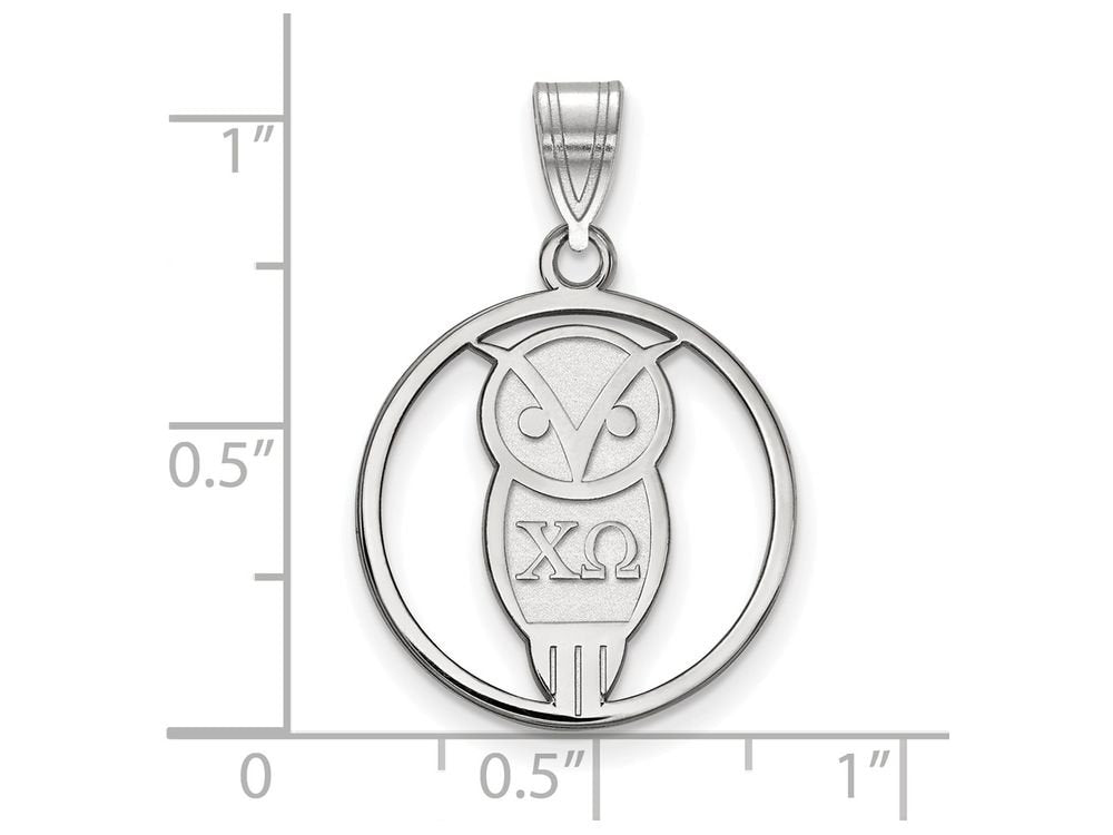 Sterling Silver Official Licensed Greek Sororities Chi Omega (??) Small Circle Pendant