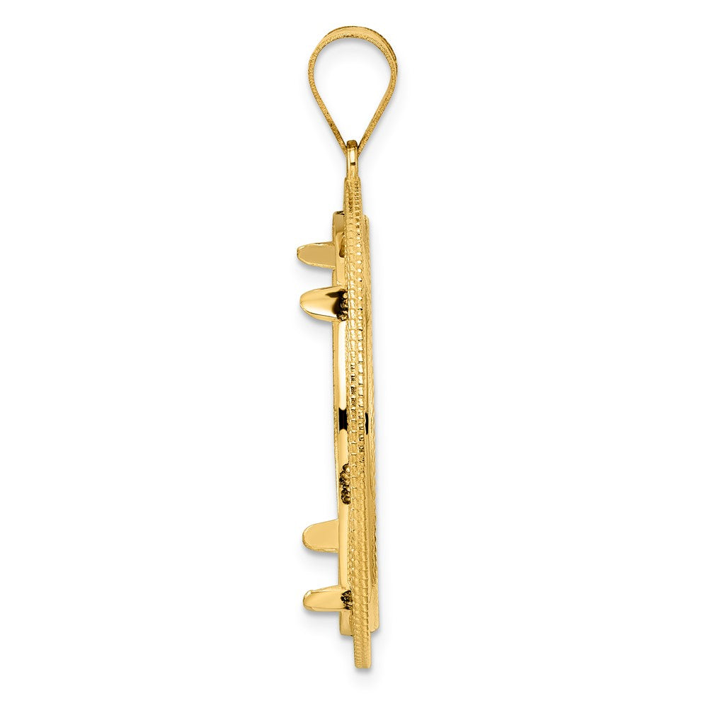 14k Diamond Cut Layered with 27.0mm Prong Coin Bezel Pendant
