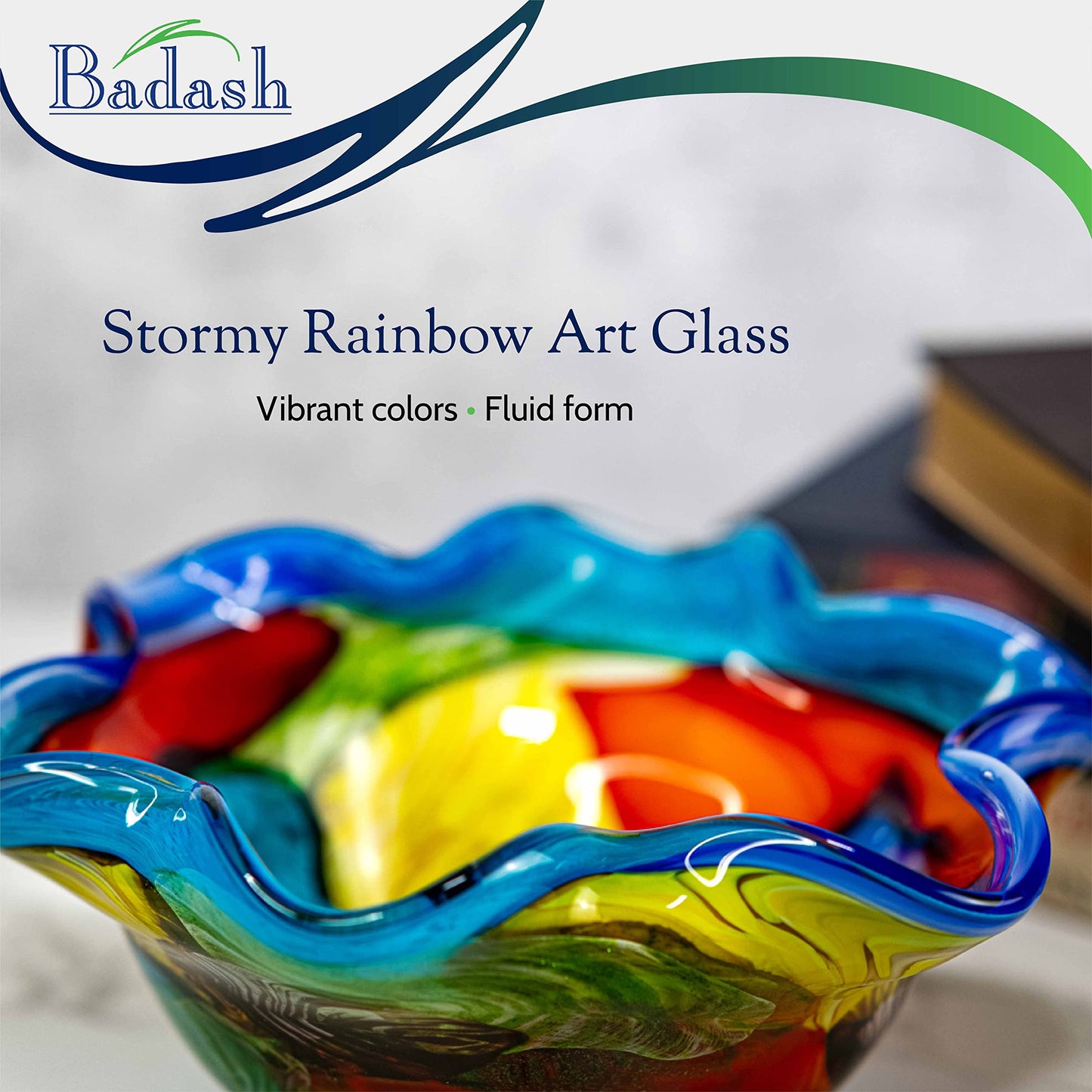 Badash Stormy Rainbow Wavy Glass Bowl (J521)