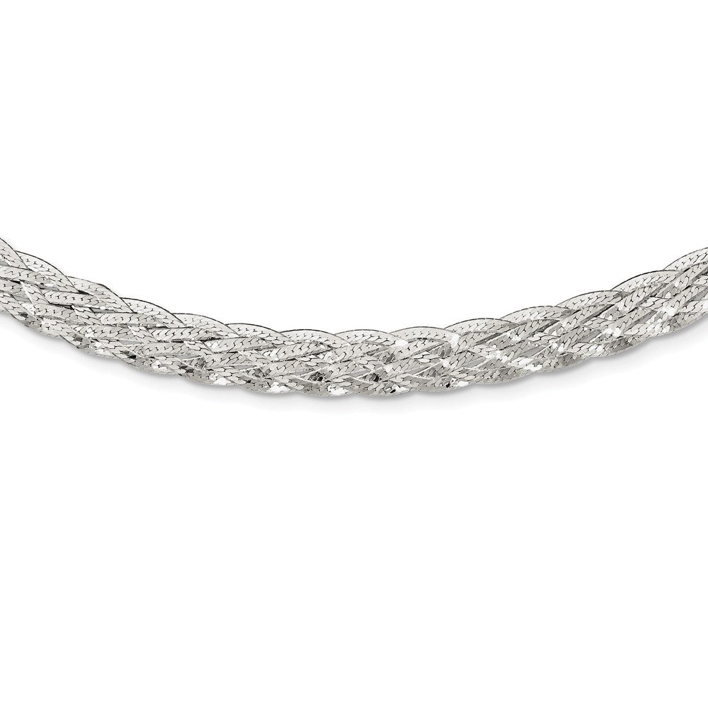 Sterling Silver 6.75mm Braided Fancy Necklace 18 Inches