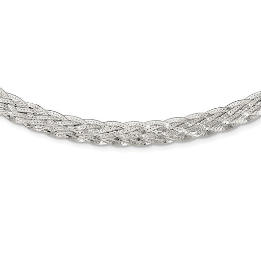 Sterling Silver 6.75mm Braided Fancy Necklace 18 Inches