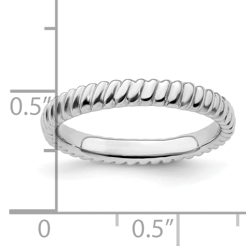 Sterling Silver Stackable Expressions Rhodium Ring Size -8