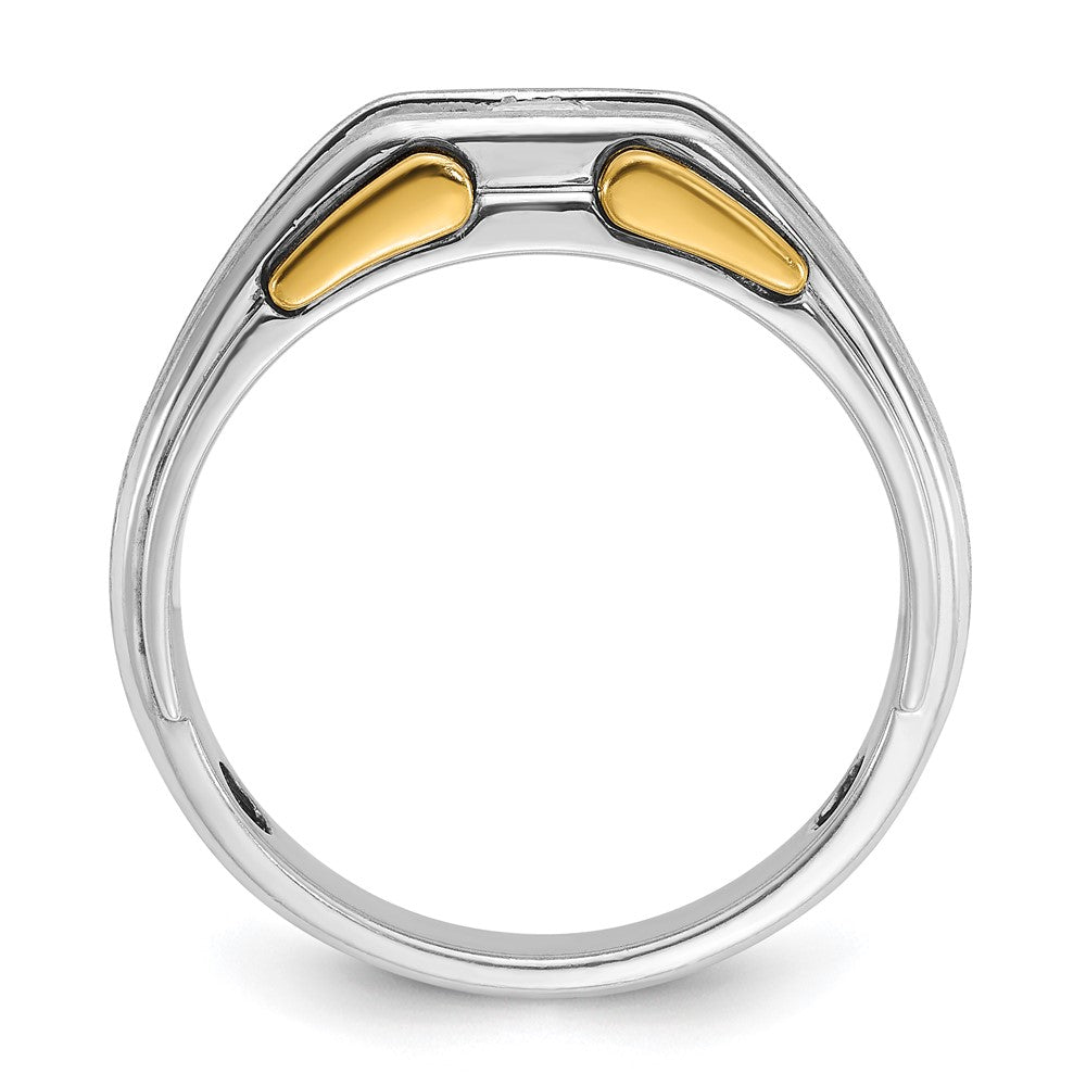 14k Two-tone IBGoodman Men's Polished and Satin 1/5 carat Diamond Complete Ring