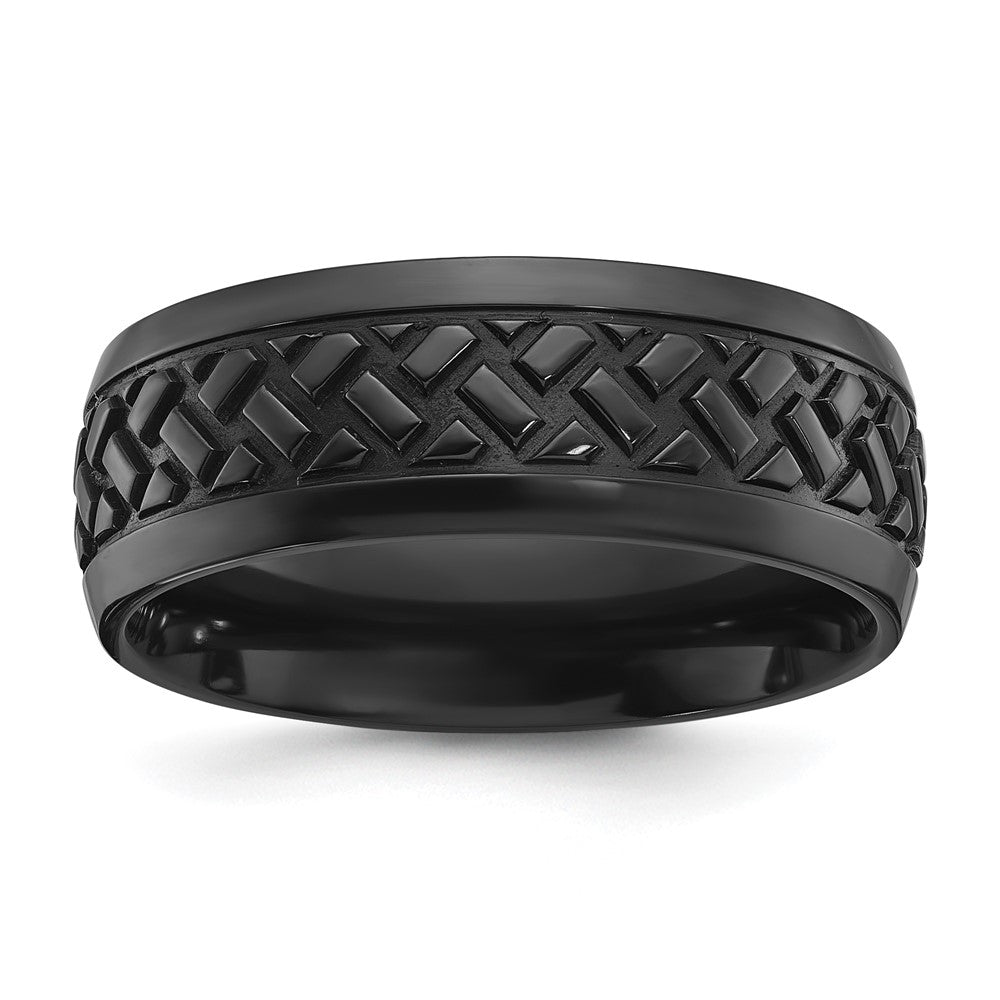 Chisel Black Zirconium Polished 8mm Grooved Band Size - 11