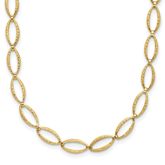 14K Polished and Diamond-cut Fancy Link Necklace