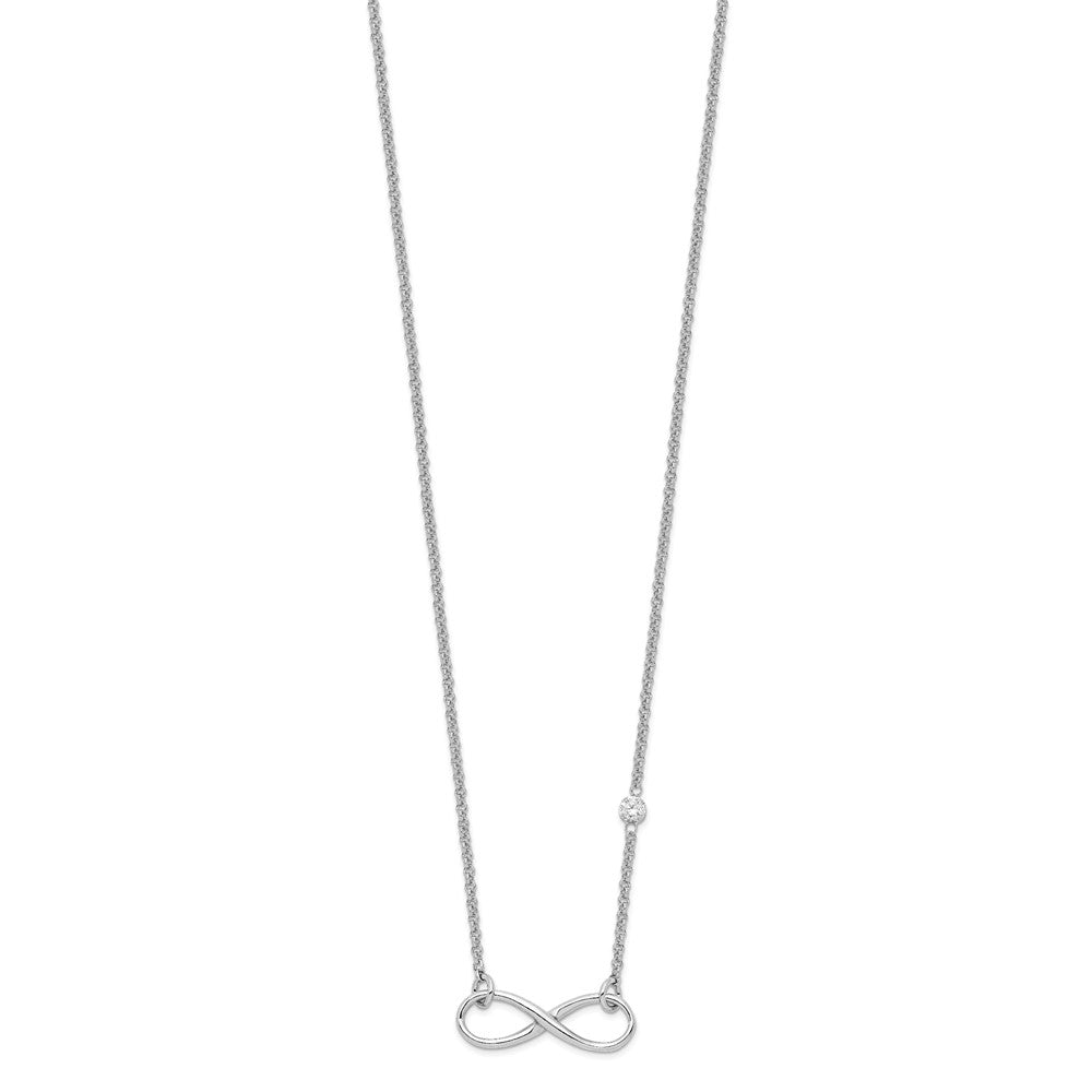 Sterling Silver Rhodium-plated CZ Infinity Knot Necklace 18 Inches