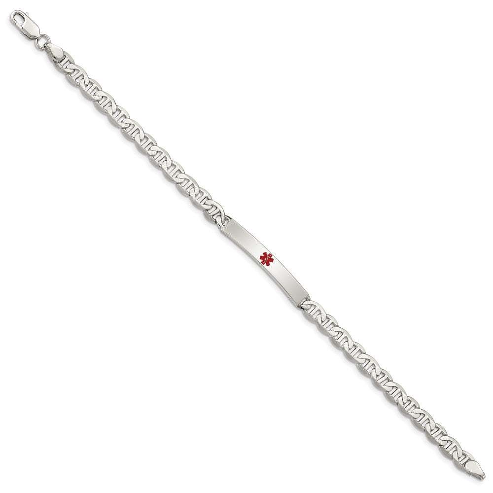 Sterling Silver Polished Medical Anchor Link ID Bracelet 7.5 inches