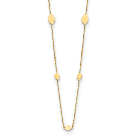14K Polished Oval Discs Station with 1in ext. Necklace