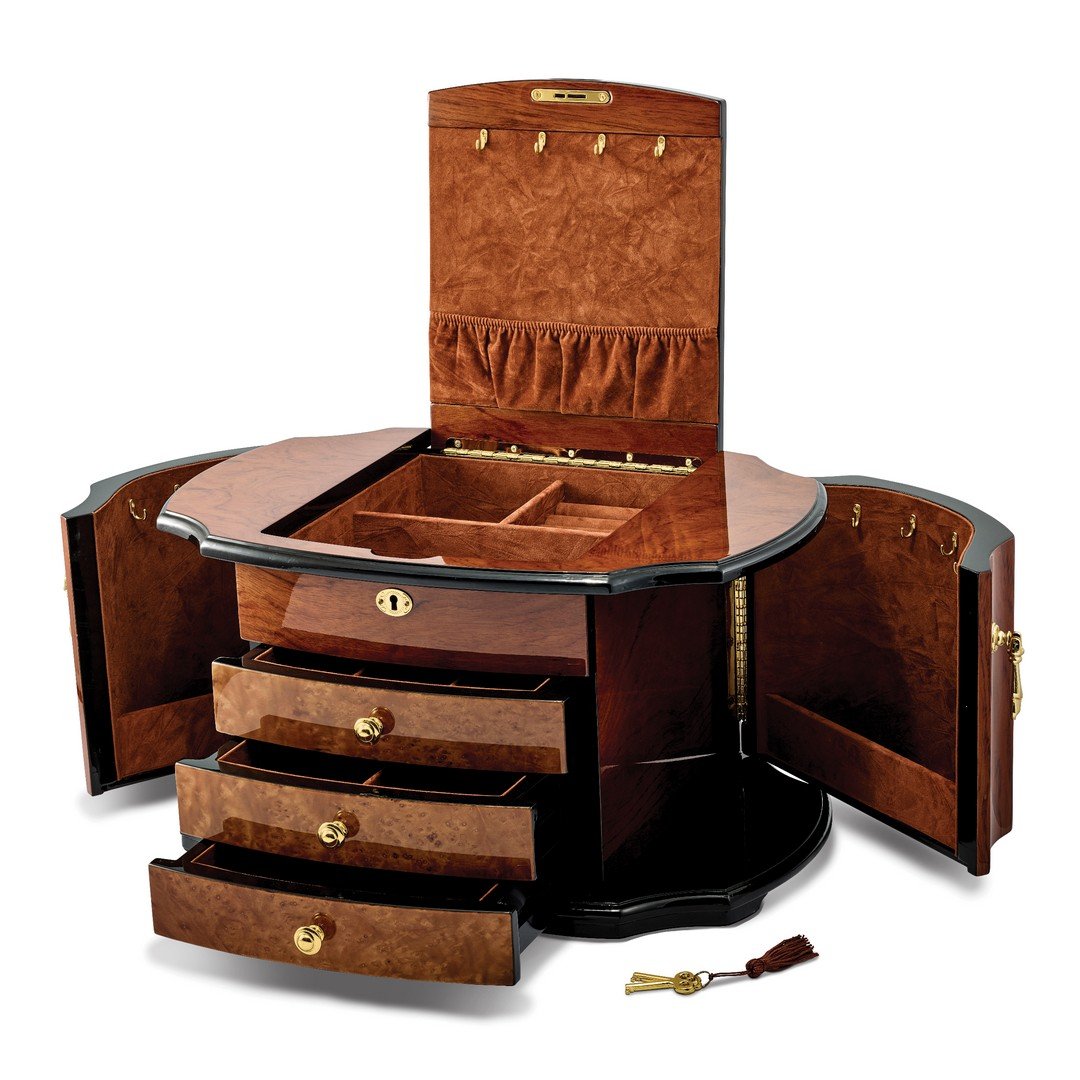Oak Burl with Natural Mapa Wood Veneer Jewelry Box