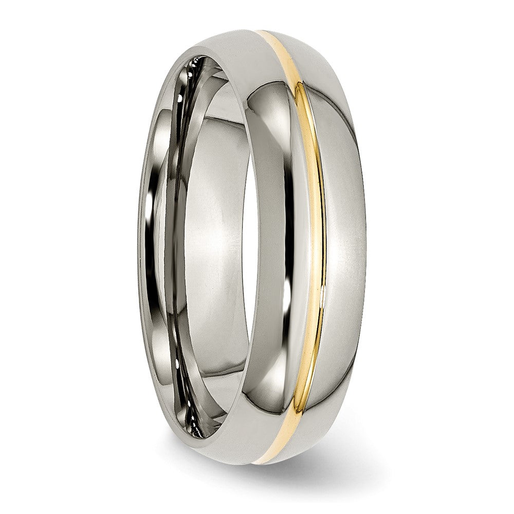 Titanium Polished Yellow IP-plated 6mm Grooved Band Size - 14
