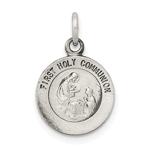 Sterling Silver Antiqued First Holy Communion Medal