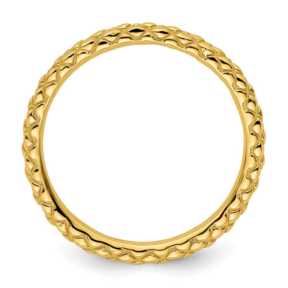 Sterling Silver Stackable Expressions Gold-plated Criss-cross Ring Size -7