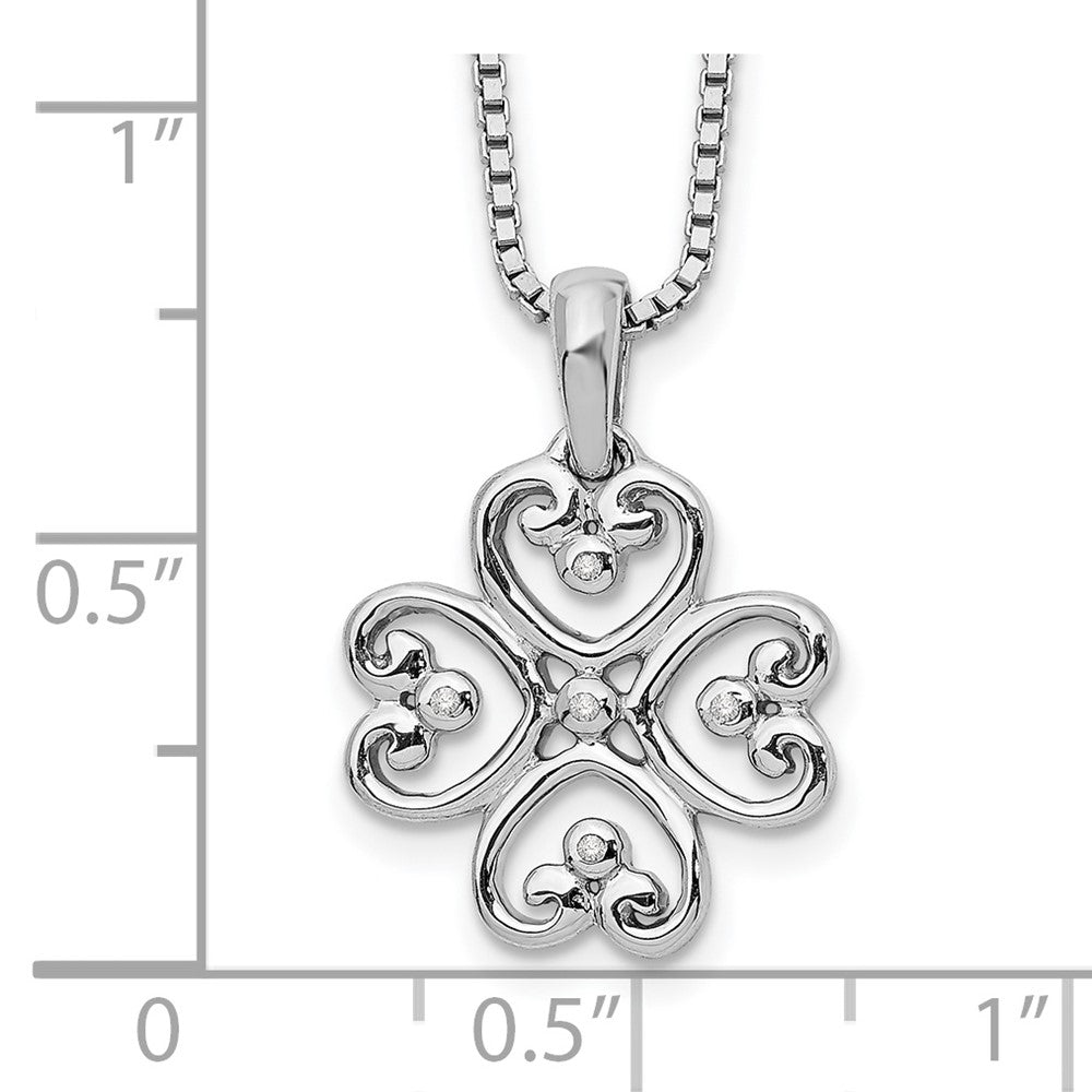 White Ice Sterling Silver Rhodium-plated 18 Inch Diamond 4 Heart Necklace with 2 Inch Extender 18 Inches