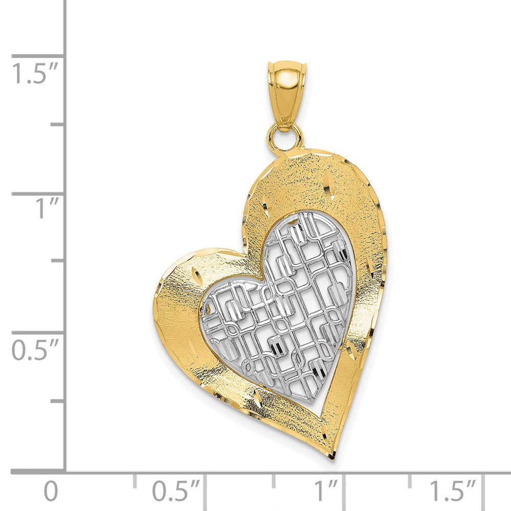 14K Two-tone Polished Heart Pendant