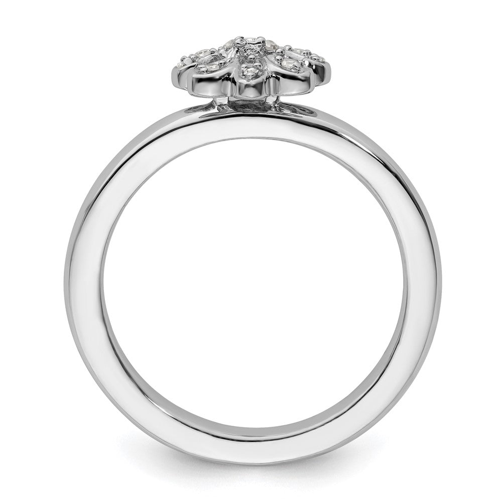 Sterling Silver Stackable Expressions Fleur De Lis Diamond Ring Size -7