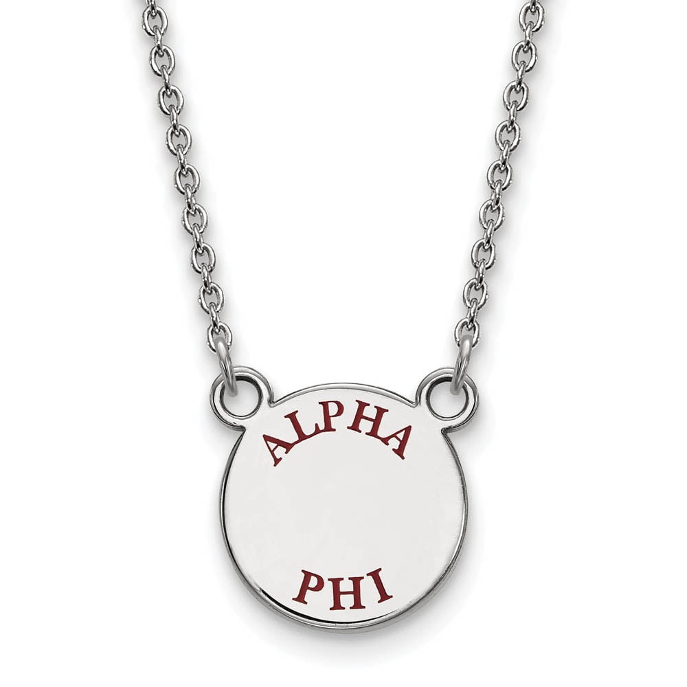 Sterling Silver 18in Official Licensed Greek Sororities Alpha Phi (??) XS Enamel Pendant w/Necklace