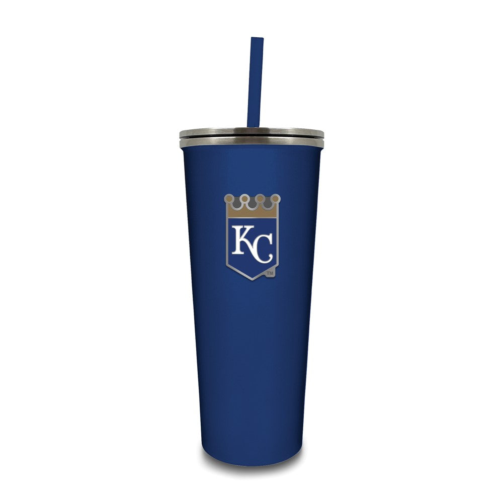 MLB Kansas City Royals Stainless Steel 24 ounce Skinny Tumbler with Emblem and Straw