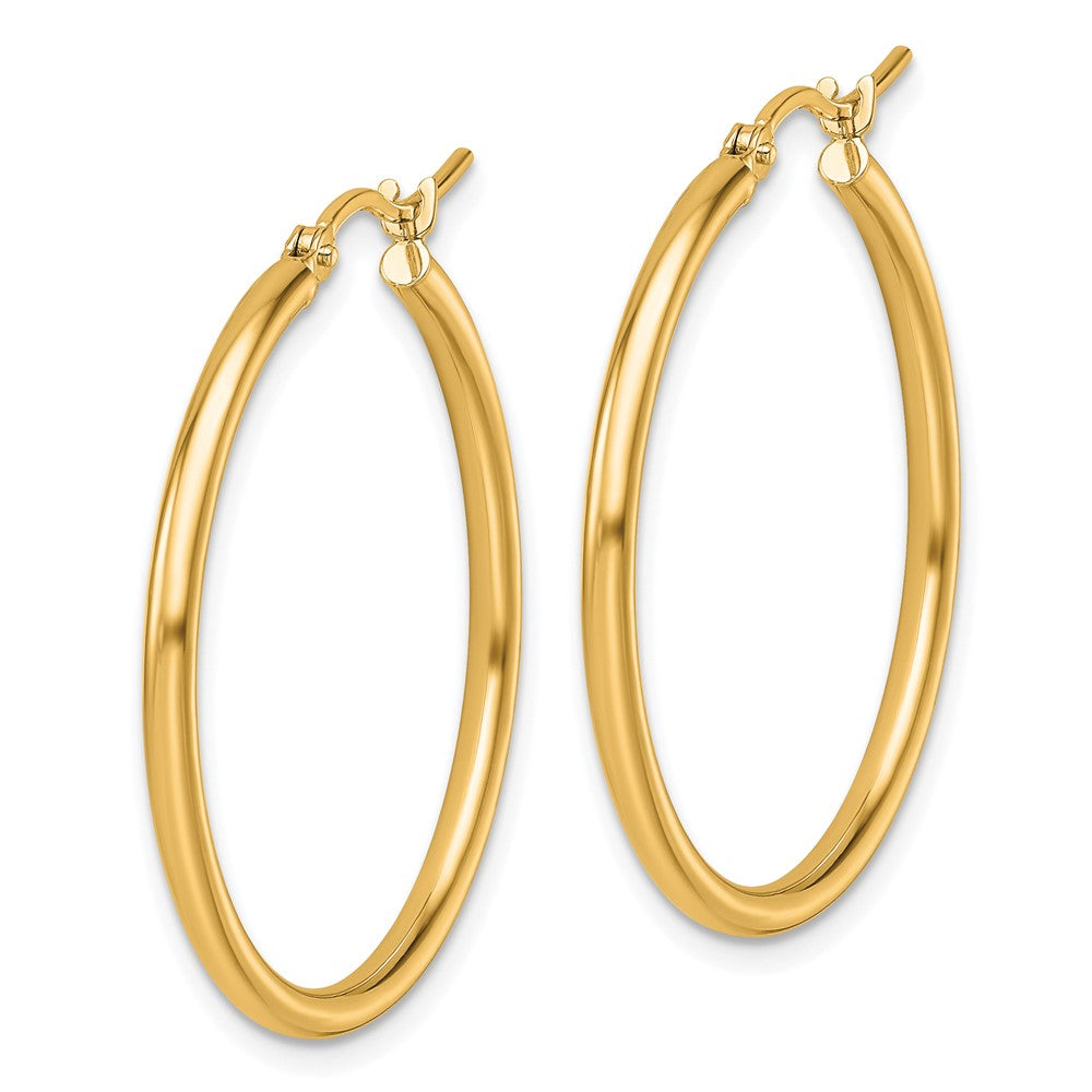 14K 2x30mm Polished Hoop Earrings