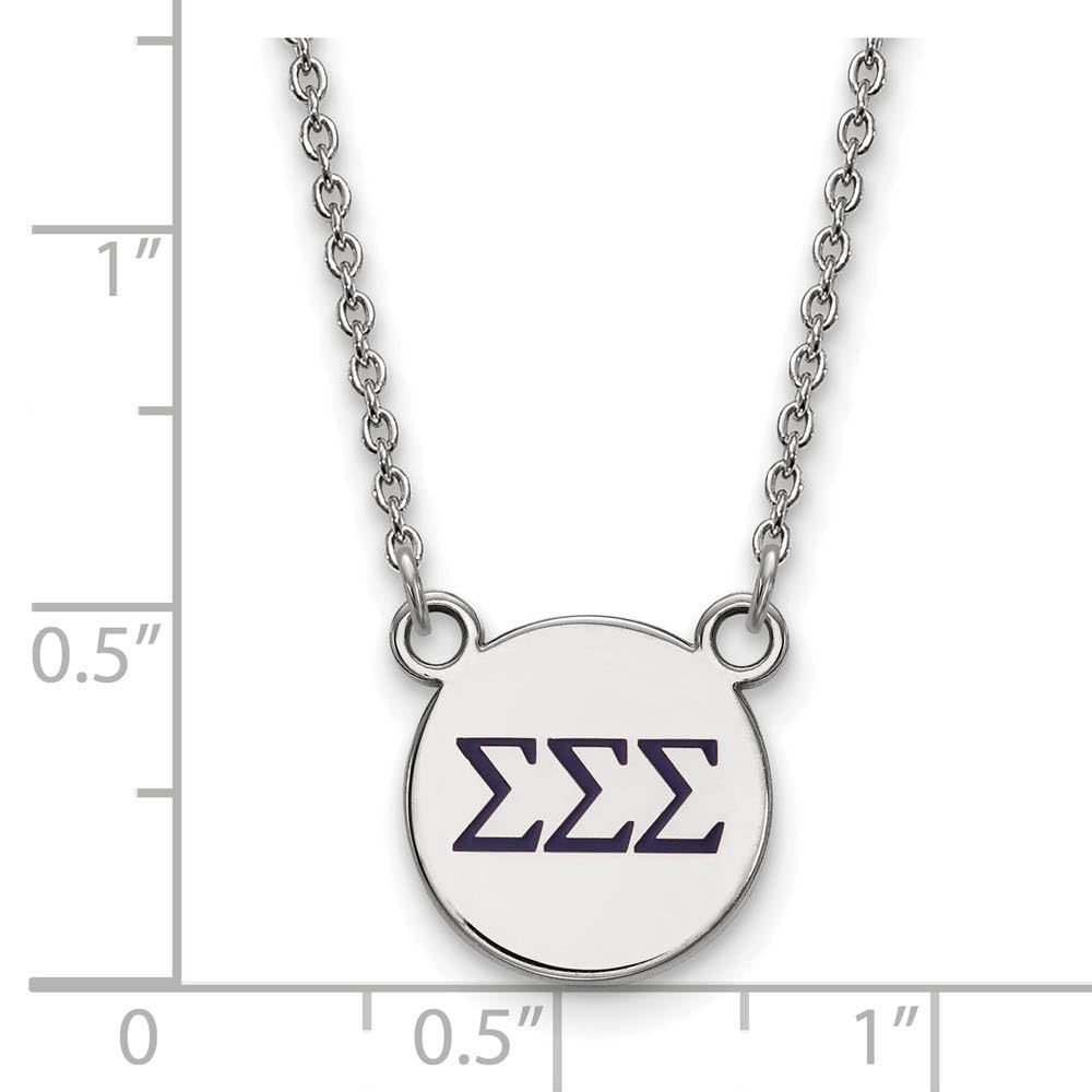 Sterling Silver 18in Official Licensed Greek Sororities Sigma Sigma Sigma (???) XS Enamel Pendant w/Necklace