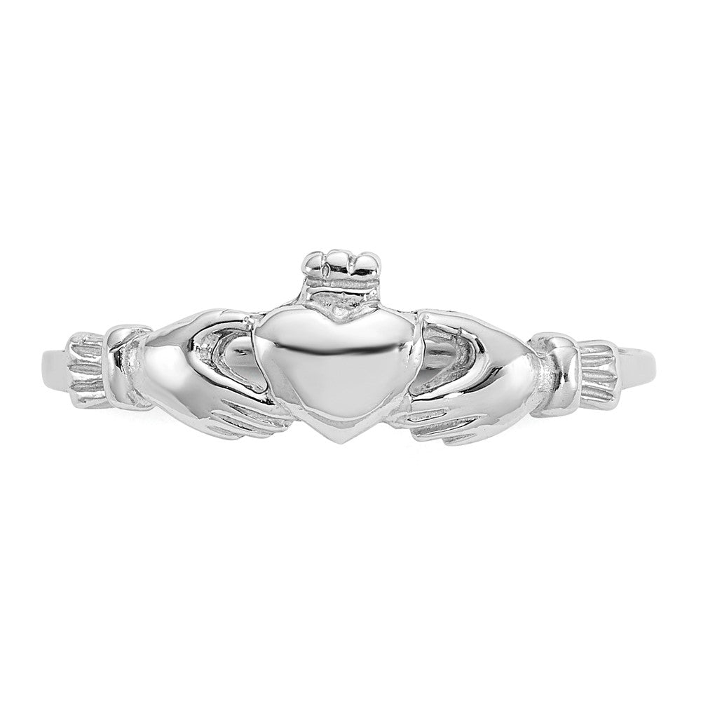 14k White Gold Child's Claddagh Ring Size 4