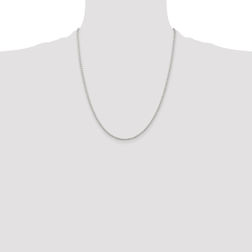 Sterling Silver 2.35mm Beaded Chain 22 Inches