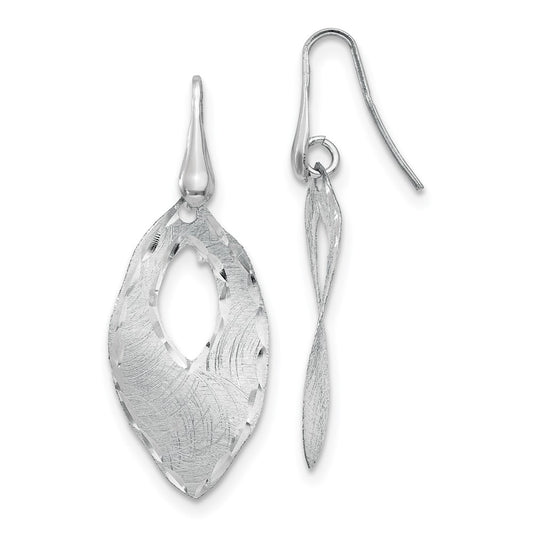 SS RH-plated Textured & D/C Dangle Shepherd Hook Earrings