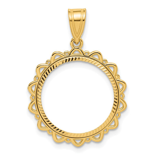 14k Diamond Cut Multi Arch with 16.5mm Prong Coin Bezel Pendant