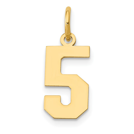 14k Small Polished Number 5 Charm