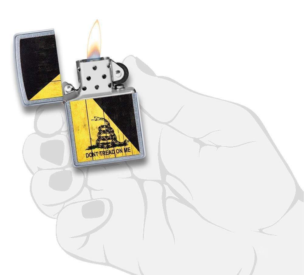 Zippo Don't Tread on Me Street Chrome Pocket Lighter