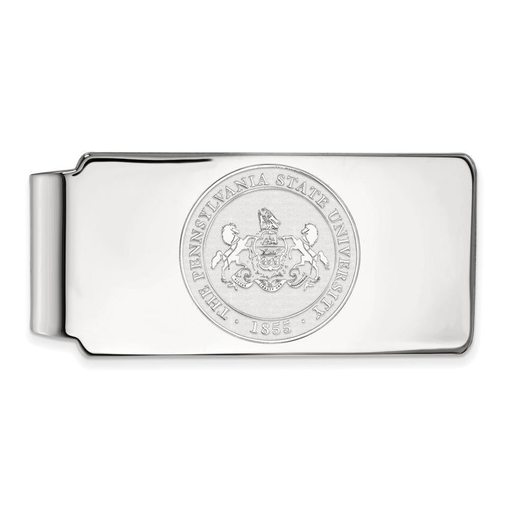 Sterling Silver Rhodium-plated LogoArt Penn State University Crest Money Clip Q-SS046PSU