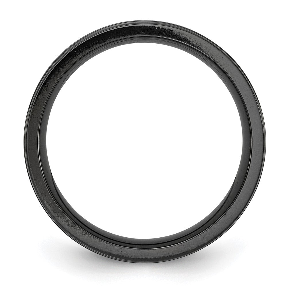 Black Zirconium Brushed Polished & Hammered w/Blue IP 8mm Band Size - 10