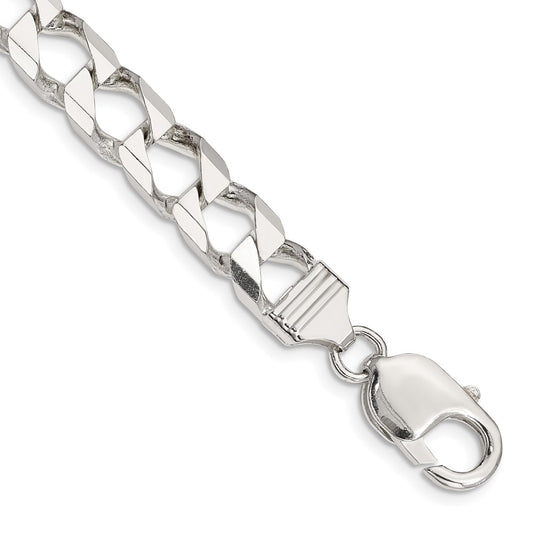 Sterling Silver 8.6mm D/C Square Curb Chain 9 inches