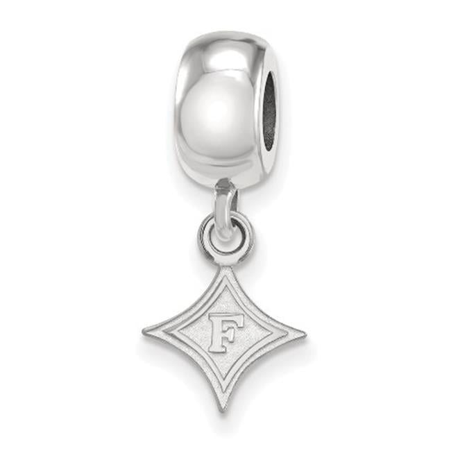 Sterling Silver Rhodium-plated LogoArt Furman University Extra Small Dangle Bead Charm