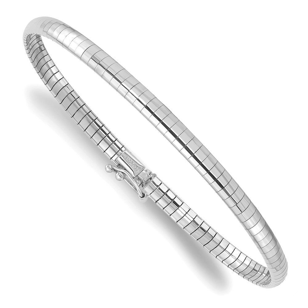 14K White Gold 4mm Domed 7 inch Omega Bracelet 7  inches