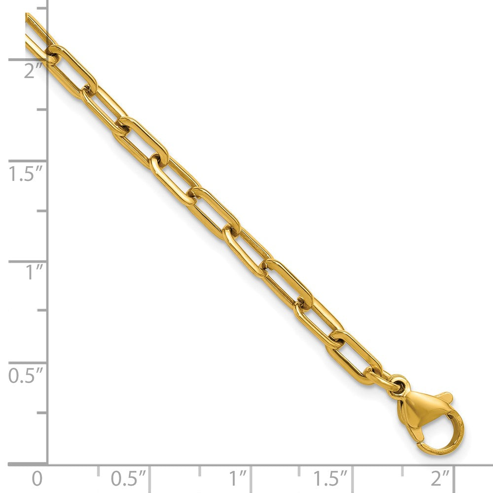 Chisel Stainless Steel Polished Yellow IP-plated 6.5 inch Plus a 1.5 inch Extension Paperclip Chain Link Bracelet 6.5 inches