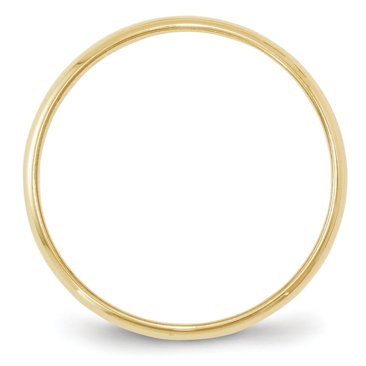 10k Yellow Gold 2mm Lightweight Half Round Wedding Band Size 14