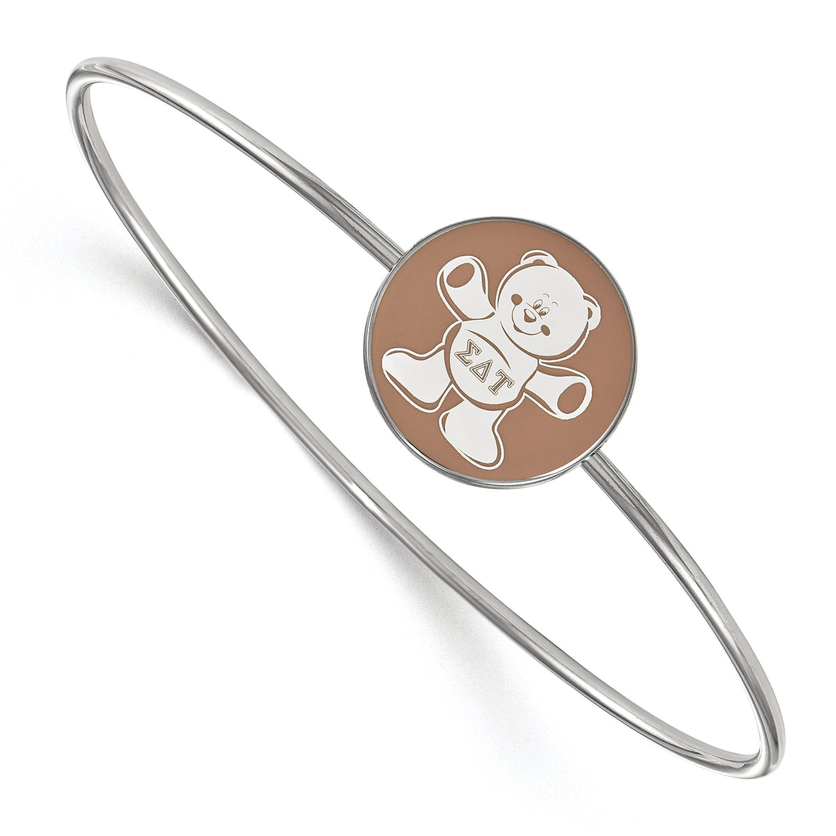 Sterling Silver Official Licensed Greek Sororities Sigma Delta Tau Enameled Slip-on Bangle