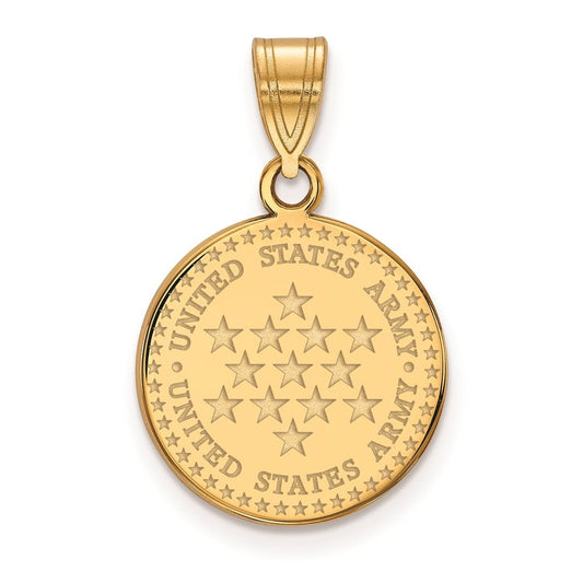 SS 14k Yellow Gold Plated Medium United States Army Disc Pendant