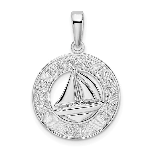De-Ani Sterling Silver Rhodium-Plated Long Beach Island New Jersey with Sailboat Pendant
