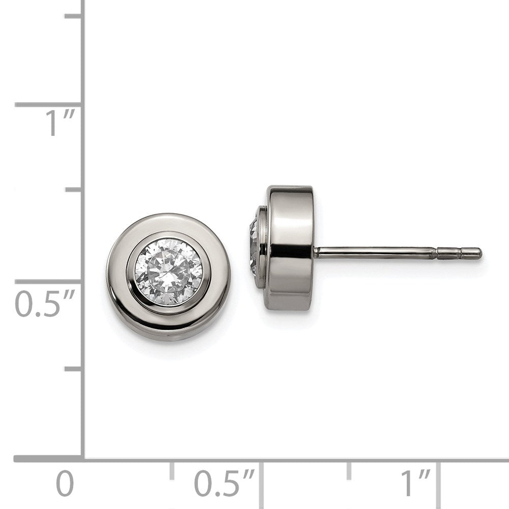 Titanium Polished CZ Post Earrings