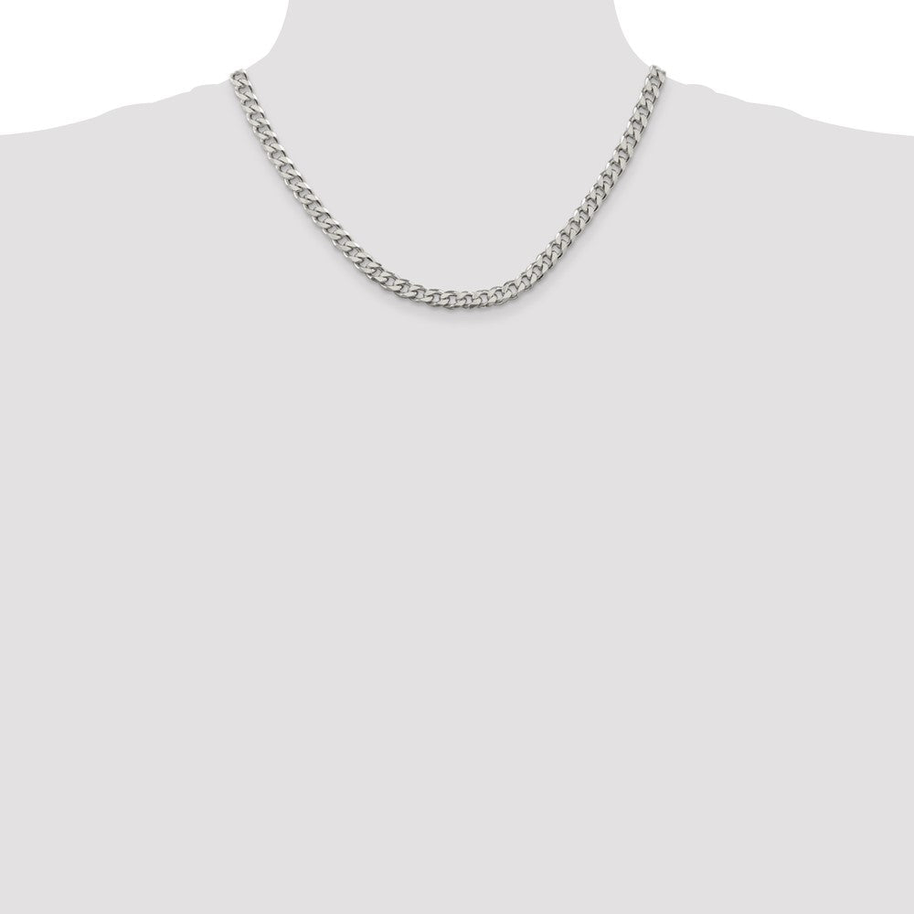 Sterling Silver Rhodium-plated 6.5mm Curb Chain 18 Inches