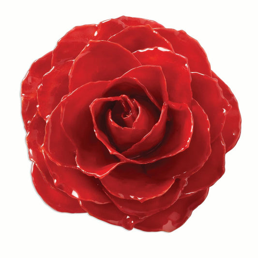 Lacquer Dipped Large Red Real Rose Pin Brooch QBF1346