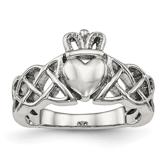 Stainless Steel Polished Claddagh Ring Size - 7
