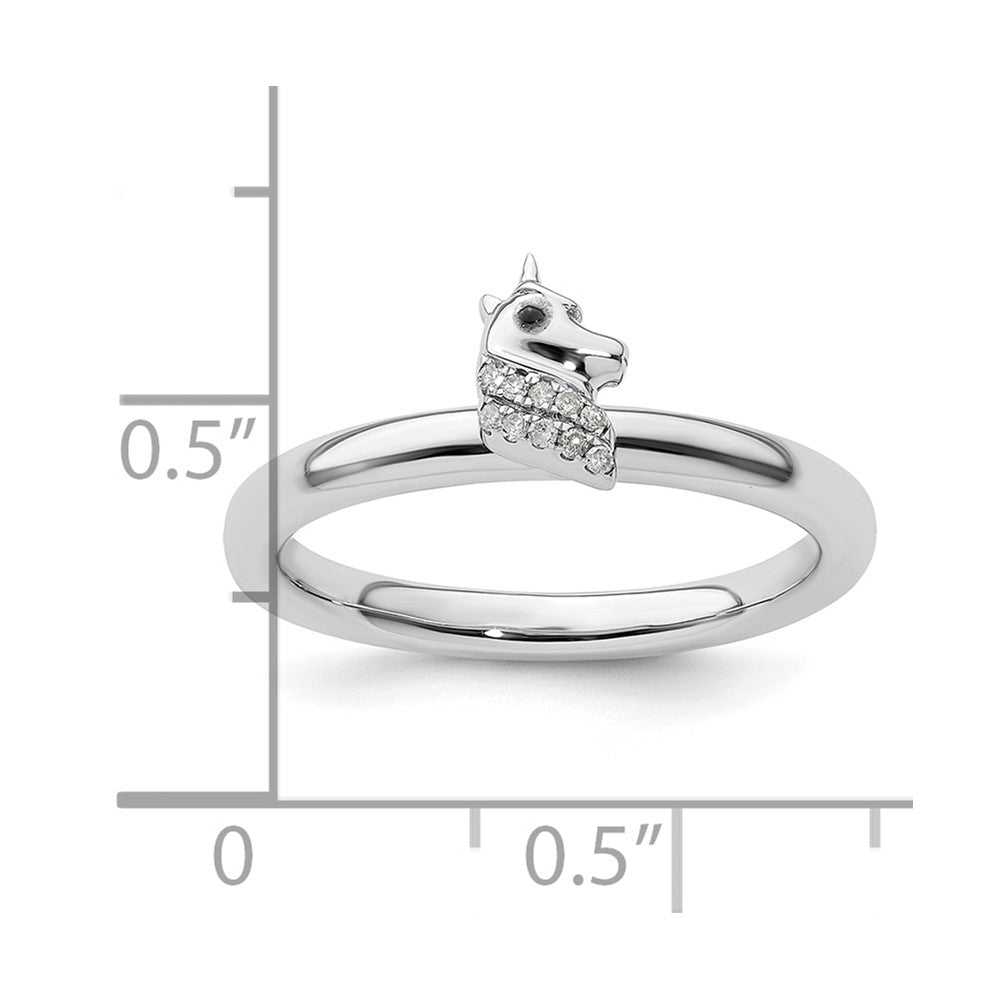 Sterling Silver Stackable Expressions Unicorn Diamond Ring Size -10