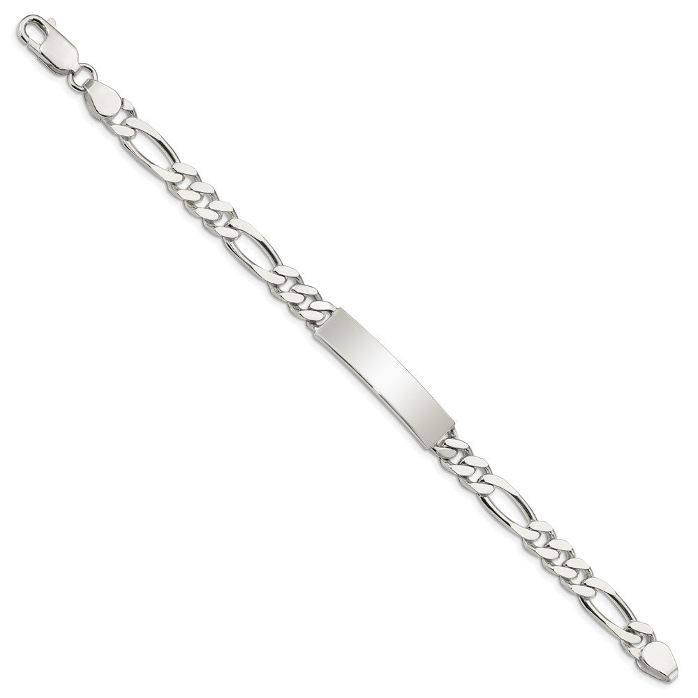 Sterling Silver Polished Engraveable Figaro Link ID Bracelet 8.5 inches