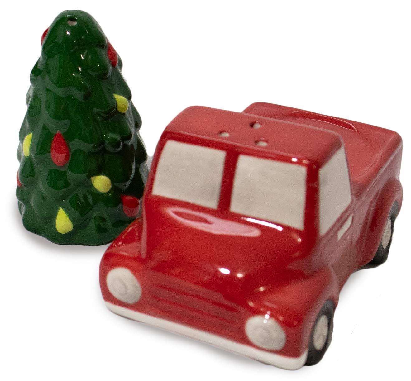 Christmas Special Edition! Ceramic Salt & Pepper Shaker Set (Red Truck & Tree)