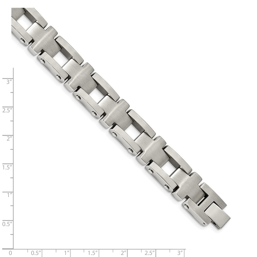 Stainless Steel Brushed and Polished Cross 8.5in Bracelet 8.5 inches